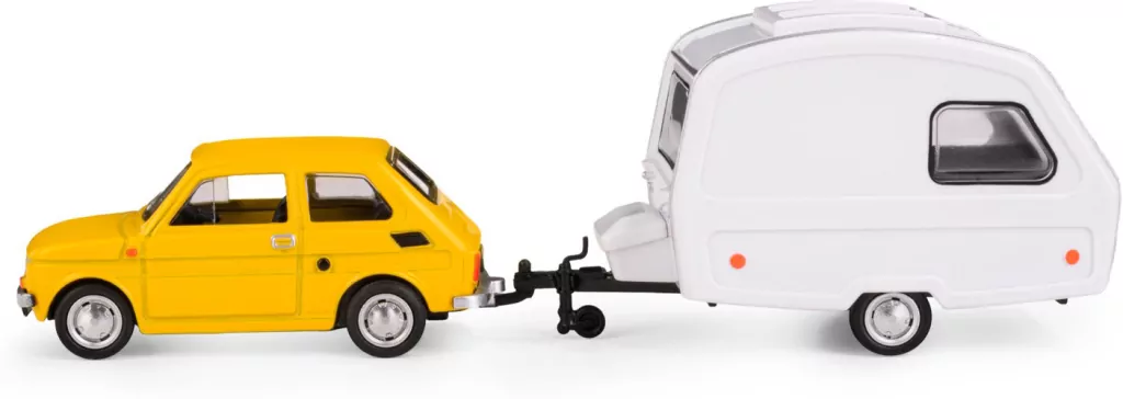 Fiat 126p + przyczepa Niewiadów Kemping żółty - tantis.pl