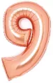 Balon foliowy cyfra 9 różowe złoto 47x66cm - tantis.pl