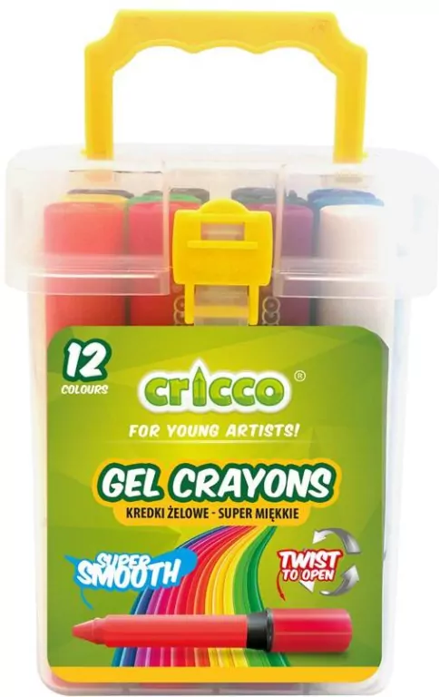Kredki żelowe Twist. 12 kolorów. Wiaderko - tantis.pl