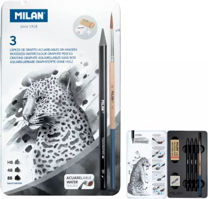 Ołówek bezdrzewny 3 rodzaje + pędzelek + gumki