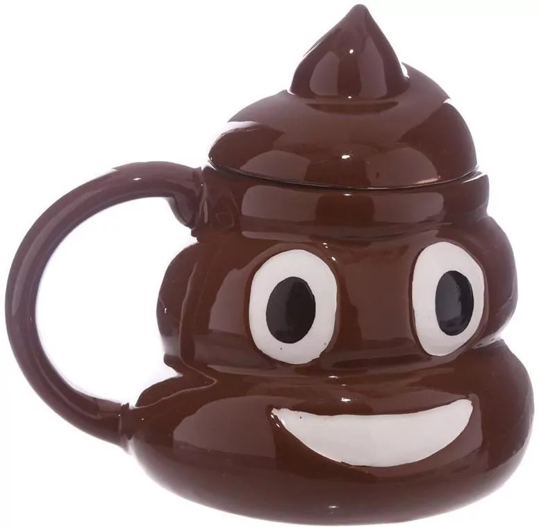 Kubek ceramiczny w emotikony z pokrywką - Kupka - tantis.pl