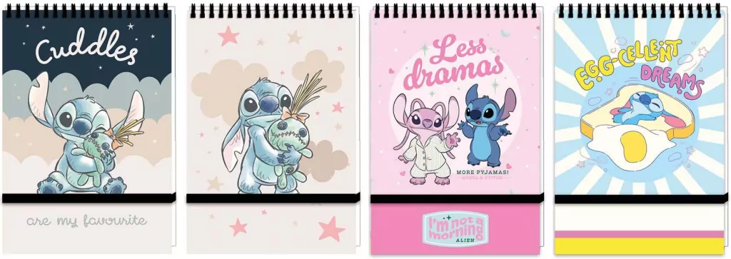 Kołonotes A6 96k.kratka zamykany na gumkę Stitch 1szt.mix - tantis.pl
