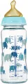 NUK. Perfect Match. Butelka szklana. 240ml. 0-6 miesięcy. Niebieskie słonie. - tantis.pl