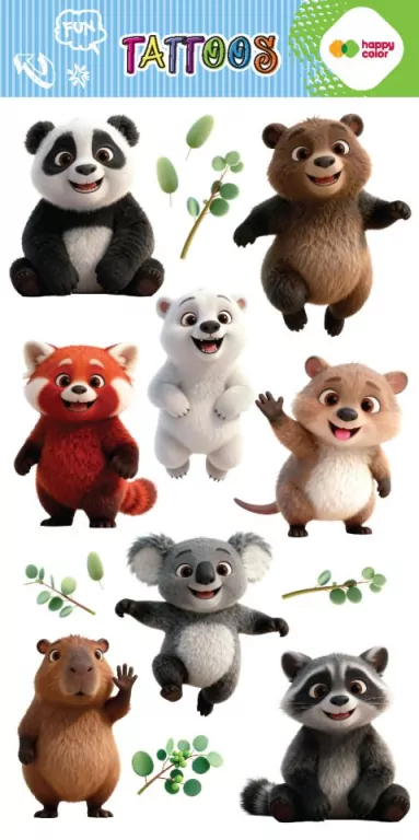 Tatuaże zmywalne Lovely Bears HAPPY COLOR - tantis.pl