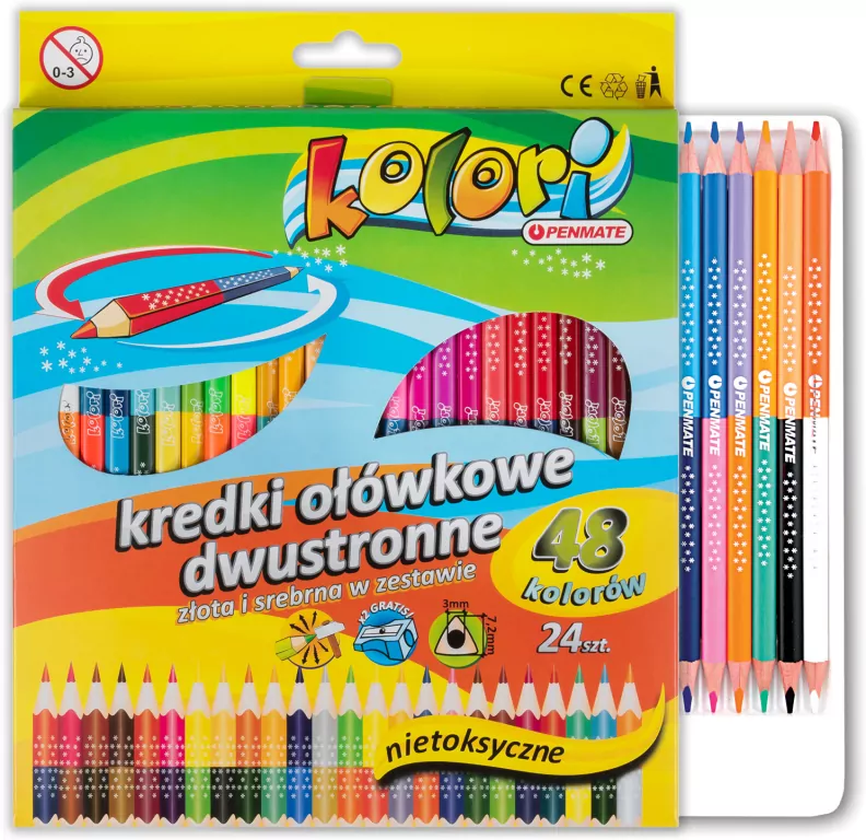 Kredki Premium Kolori 24szt-48 kolorów PENMATE - tantis.pl
