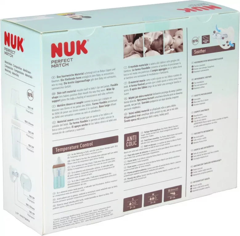 NUK. Perfect Match. Zestaw 4-częściow: 3 butelki, 1 smoczek. Mickie i Minnie - tantis.pl