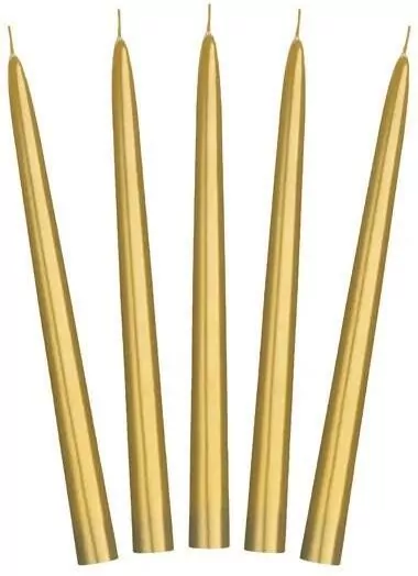 Świeca stożkowa 24cm. Złota - tantis.pl