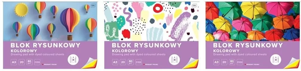 Blok rysunkowy kolorowy A3/20K - tantis.pl