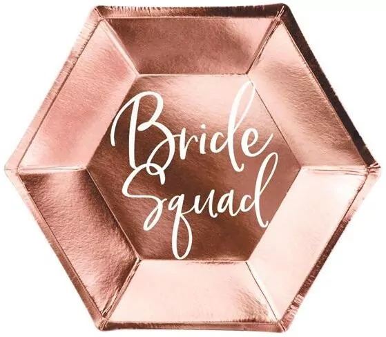 Talerzyki Bride Squad różowe złoto 23cm 6szt - tantis.pl