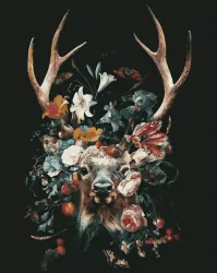 Malowanie po numerach czarne płótno - Jeleń