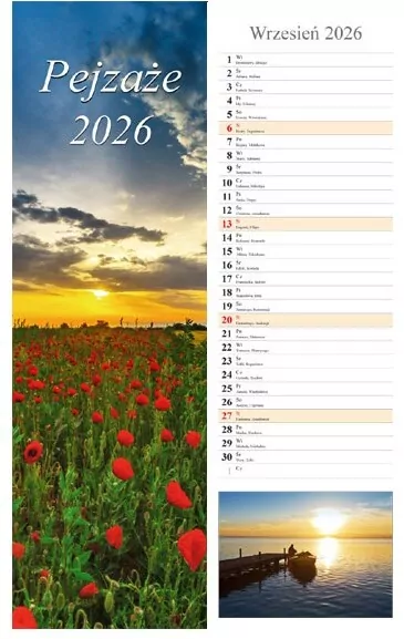 Kalendarz 2026 ścienny pasek Pejzaże - tantis.pl