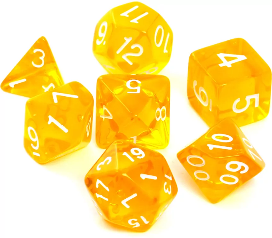 Komplet kości RPG. Żółte. Kryształowe. REBEL - tantis.pl