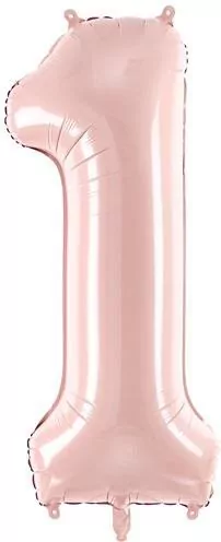 Balon foliowy cyfra 1 72cm jasny różowy - tantis.pl