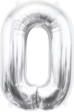 Balon foliowy B&C cyfra 0 srebrna 85cm - tantis.pl