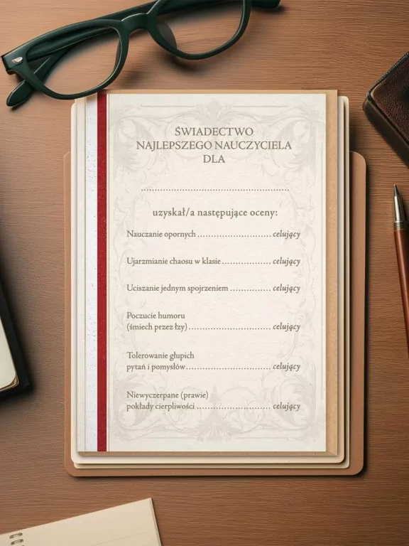 Karnet Świadectwo najlepszego nauczyciela - tantis.pl