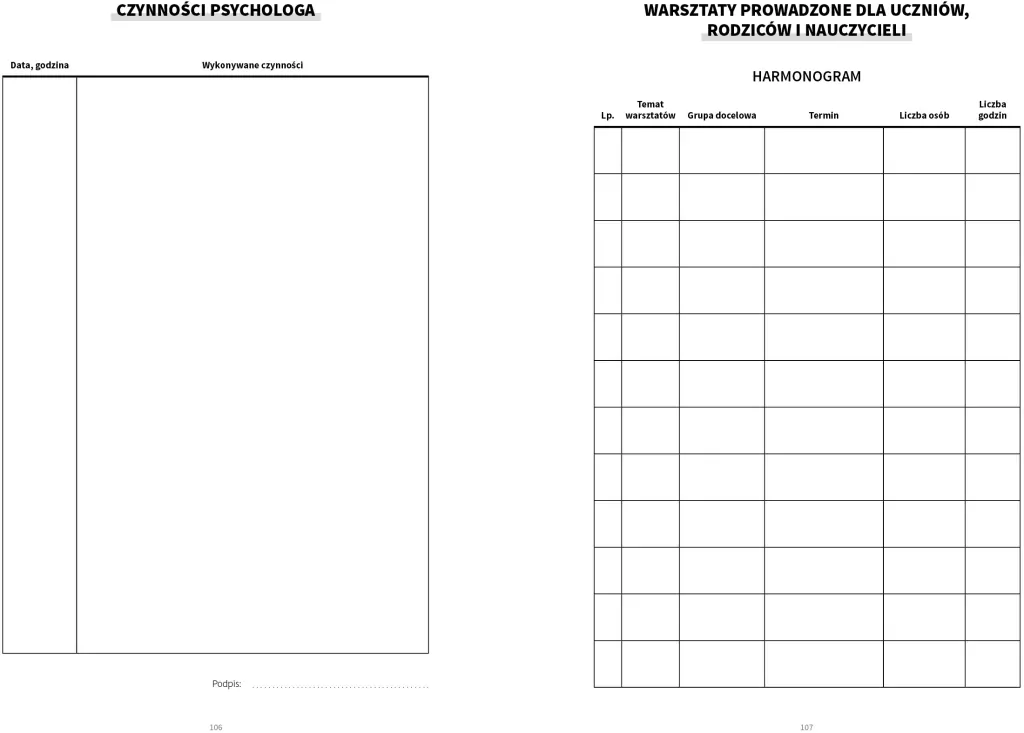 Dziennik zajęć psychologa szkolnego - tantis.pl