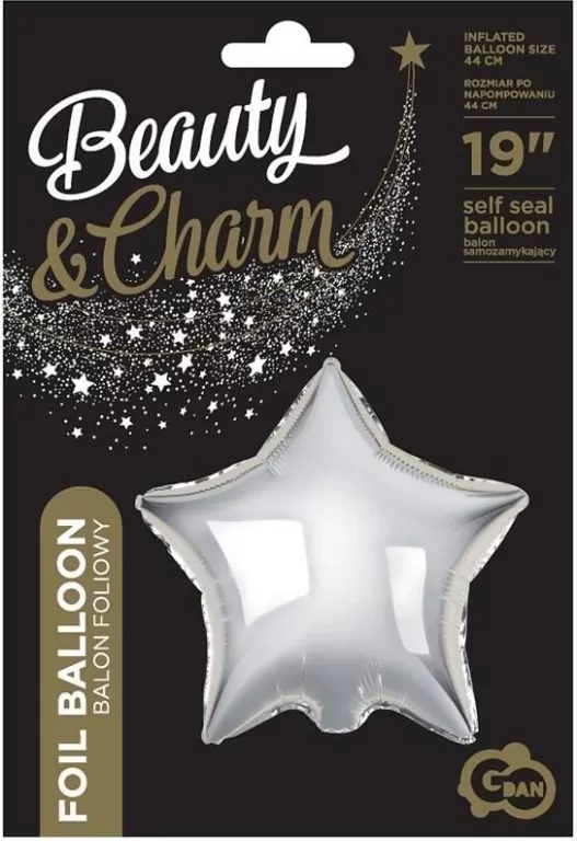 Balon foliowy Gwiazda Beauty&Charm srebrna 36cm - tantis.pl
