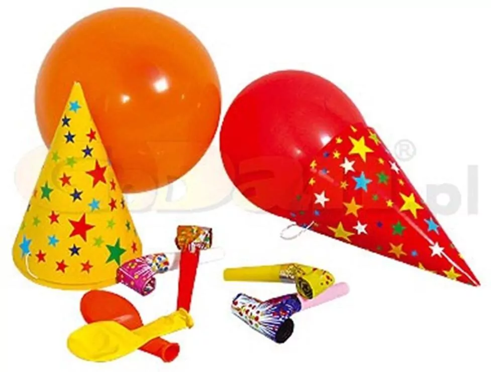 Zestaw bal 3 czapeczki 3 trąbki 3 balony - tantis.pl