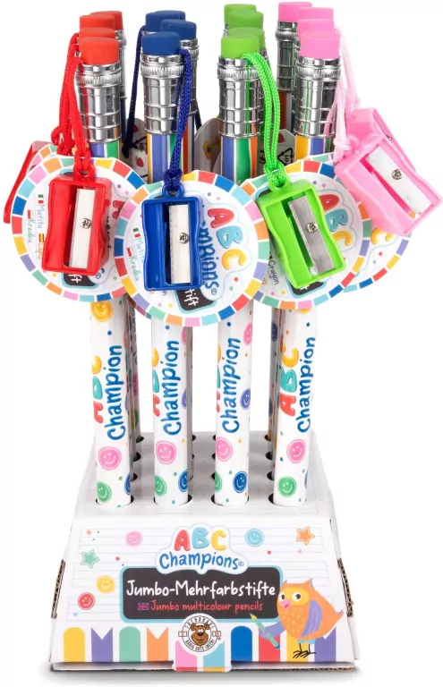 Ołówek Jumbo z temperówką i gumką 26 cm 1 szt. mix - tantis.pl