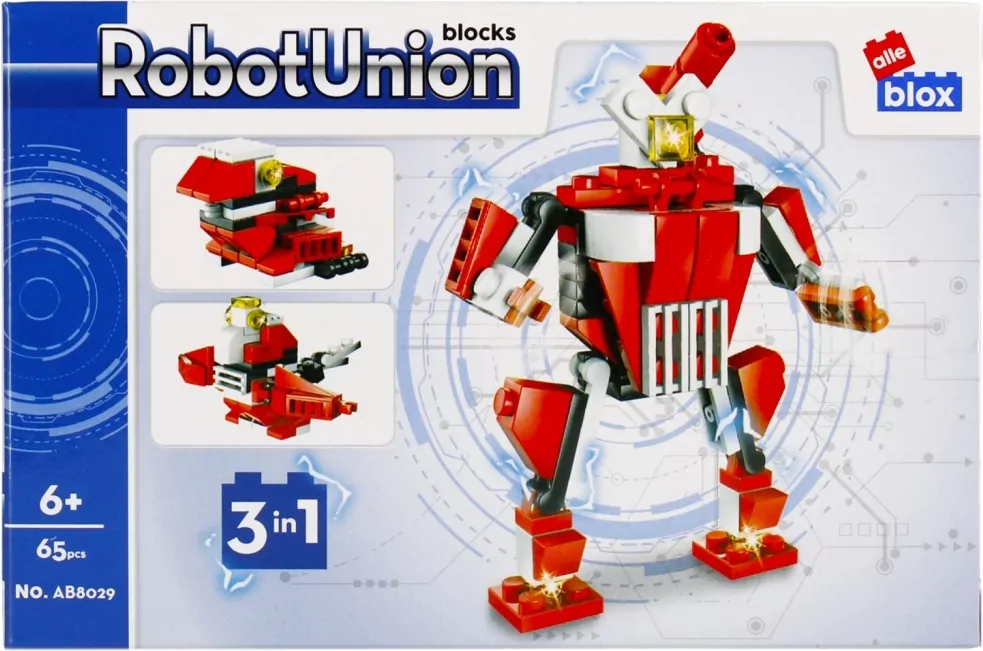 Klocki konstrukcyjne Alleblox RobotUnion 65el czerwony - tantis.pl