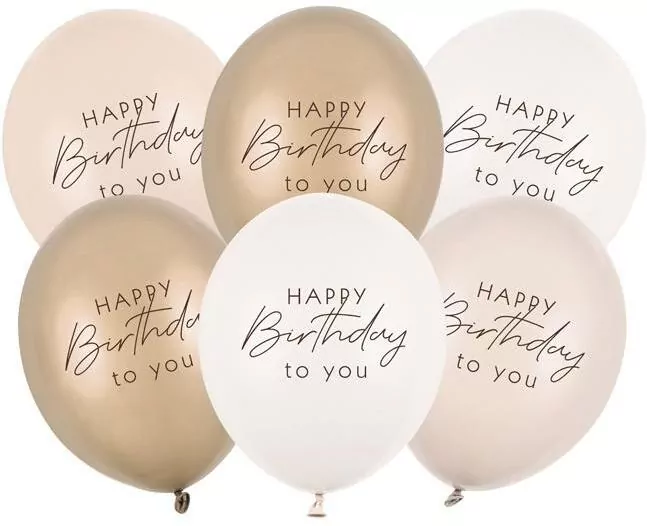 Balony Happy Birthday mix beżowy 30cm - tantis.pl