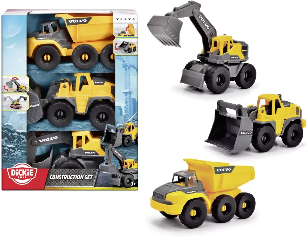 Construction Pojazdy budowlane Volvo 16cm 3-pak - tantis.pl