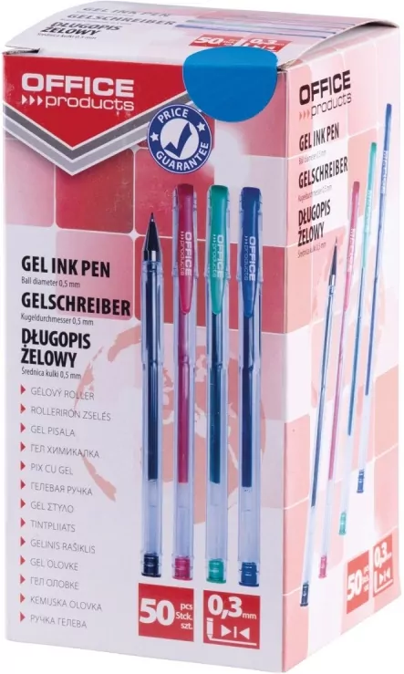 Paczka Długopis żelowy Office Products Classic 0,5mm niebieski 50 sztuk - tantis.pl