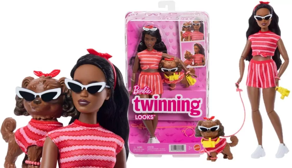 Barbie Jednakowa stylizacja Lalka i piesek - Paski - tantis.pl
