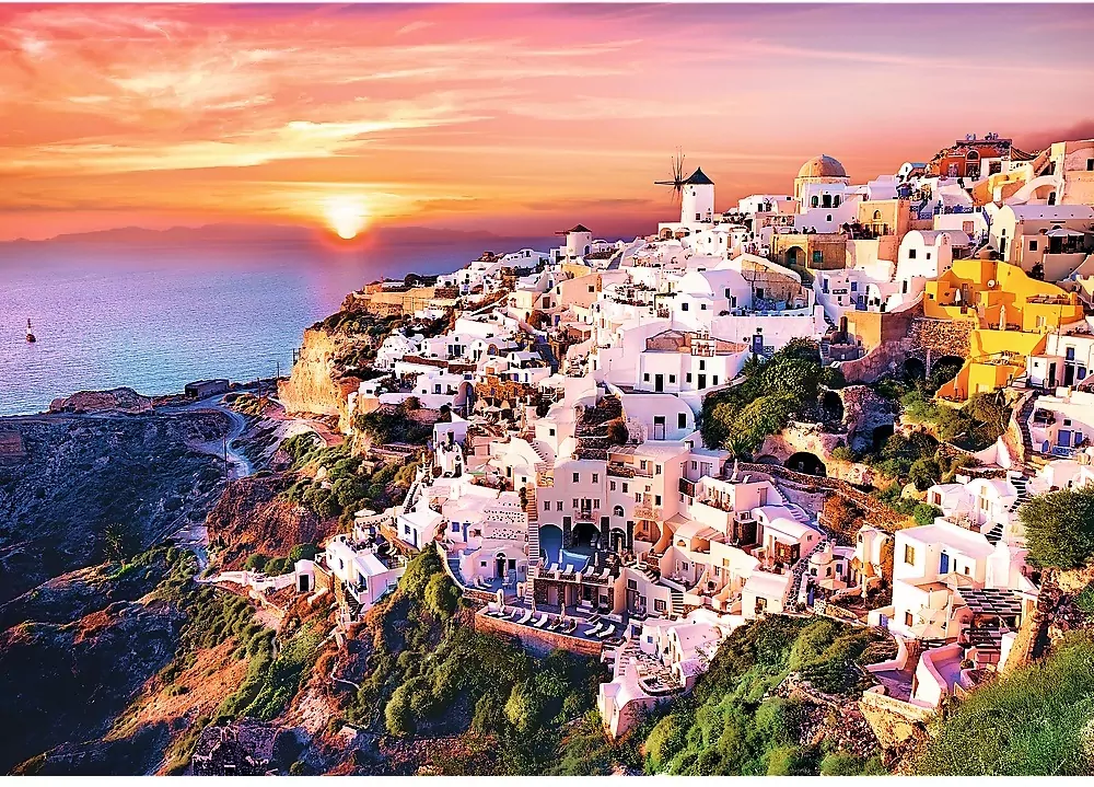 Puzzle 1000. Zachód słońca nad Santorini - tantis.pl