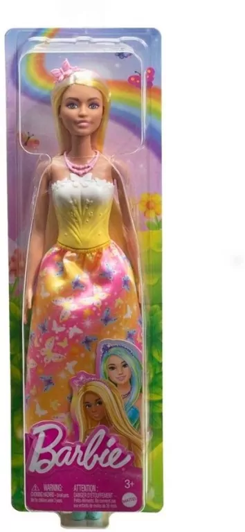 Mattel. Barbie Księżniczka, żółto różowy strój HRR09 - tantis.pl
