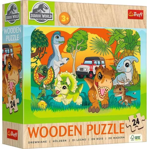 Puzzle drewniane 24 Poznaj dinozaury TREFL - tantis.pl