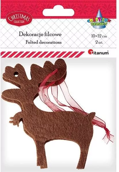 Filcowe zawieszki. Renifery, 2 sztuki - tantis.pl
