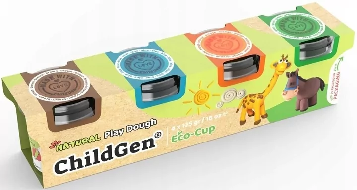 Ciastolina naturalna w eko-kubkach zestaw 4 kolory - tantis.pl