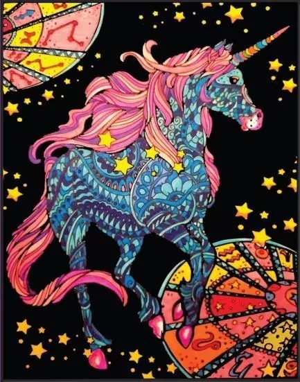 Kolorowanka welwetowa Jednorożec zodiak 47x35cm - tantis.pl