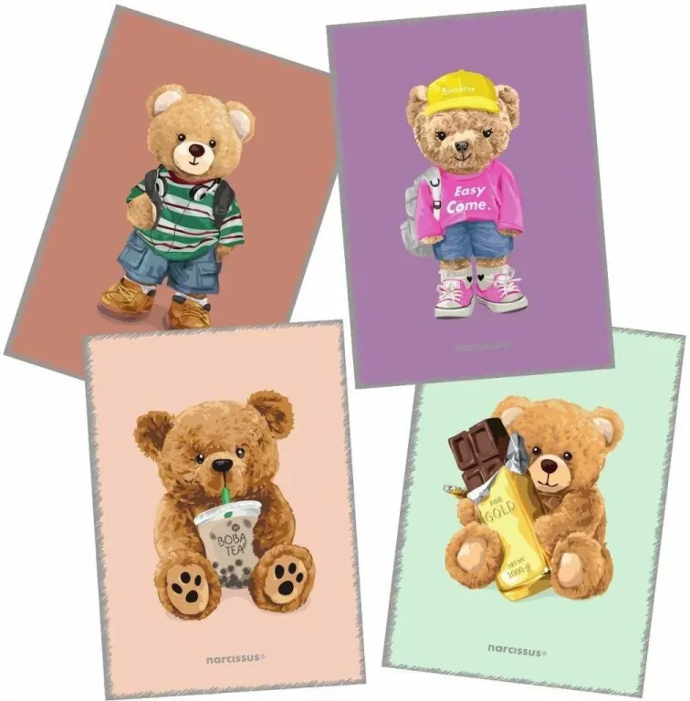 Zeszyt Teddies. A4/60K kratka. 4 sztuki - tantis.pl