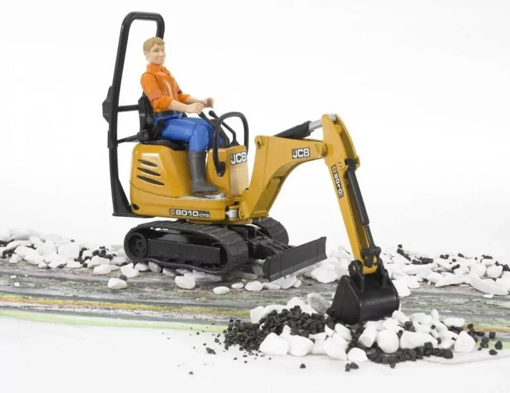 Mikrokoparka JCB 8010 CTS z figurką budowlańca - tantis.pl