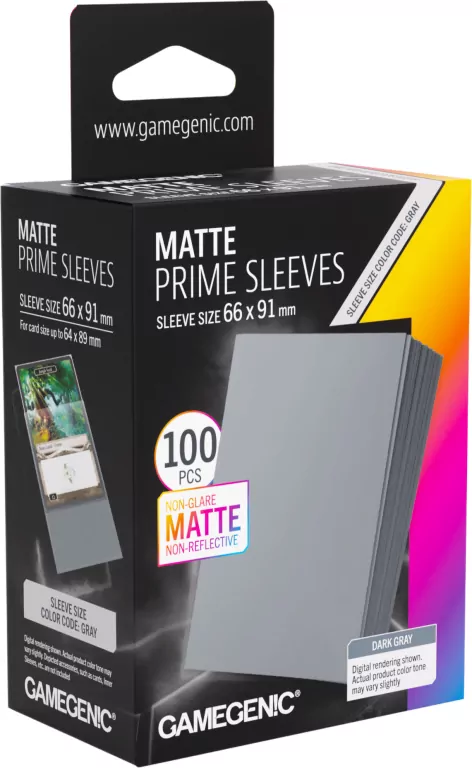 Gamegenic: Matte Prime Sleeves (66x91 mm) - Dark Gray - 100 sztuk - tantis.pl
