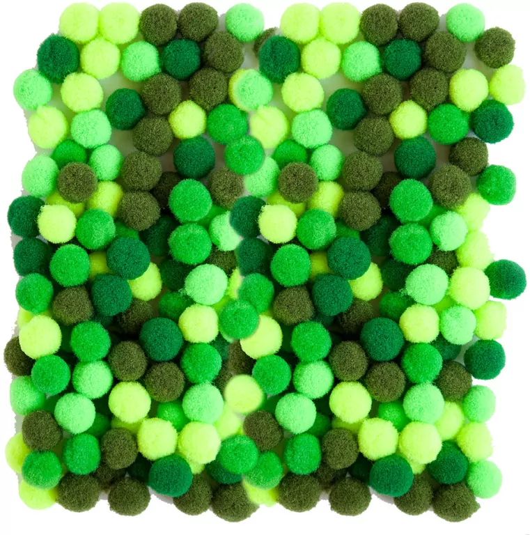Pompony poliestrowe zielone 1cm, 120 sztuk - tantis.pl