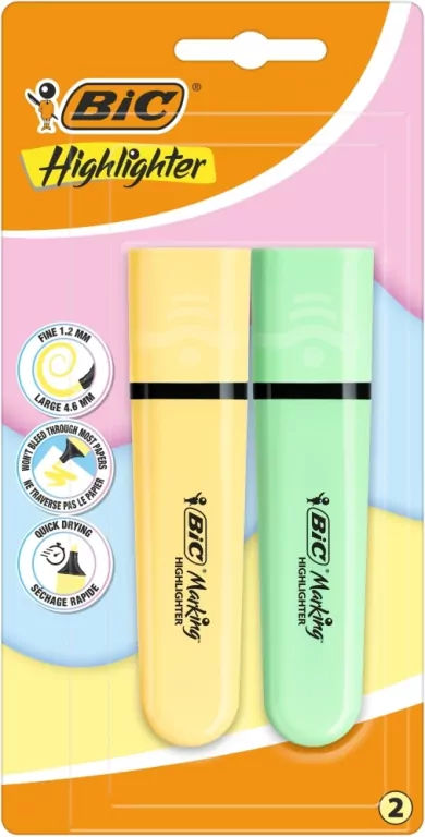 Zakreślacz Highlighter żółty i zielony 2szt - tantis.pl