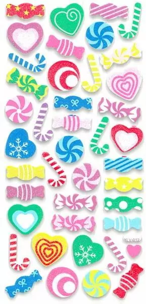 Naklejki piankowe brokatowe Cukierki - tantis.pl