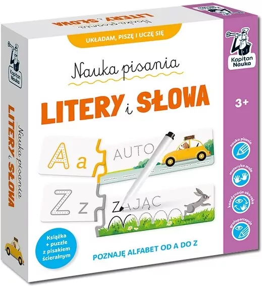 Kapitan Nauka. Litery i słowa. Książka + puzzle - tantis.pl