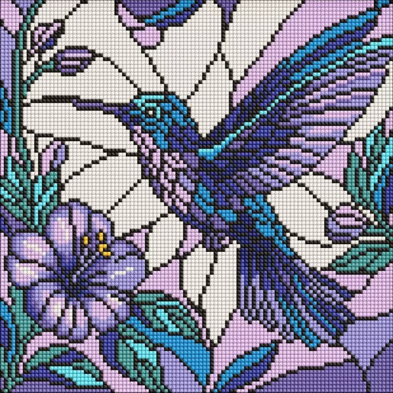 Diamentowa mozaika - Witraż. Koliber 30x30cm - tantis.pl