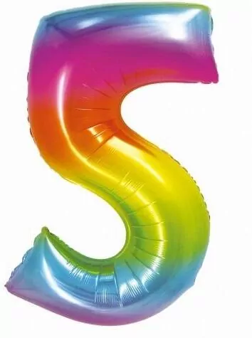 Balon foliowy. Smart. Cyfra 5. Tęczowa 76 cm - tantis.pl