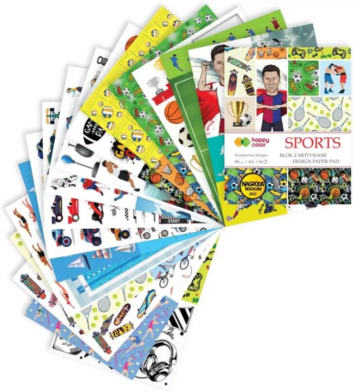 Blok z motywami Sports A4 16 ark HAPPY COLOR - tantis.pl