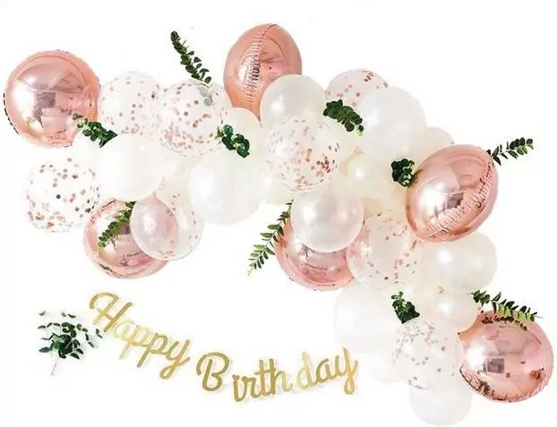 Zestaw balonów Happy Birthday różowe złoto 36el - tantis.pl