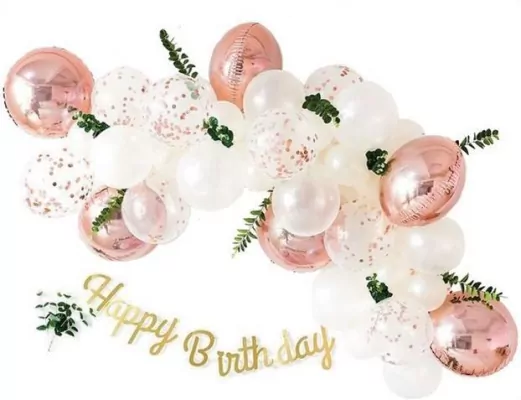 Zestaw balonów Happy Birthday różowe złoto 36el