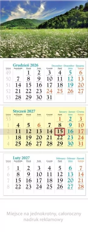 Kalendarz 2027 trójdzielny Łąka - tantis.pl
