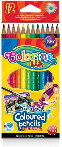 Kredki akwarelowe + pędzelek Colorino Kids 12 sztuk - tantis.pl