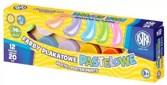 Farby plakatowe pastelowe. 12 kolorów - tantis.pl