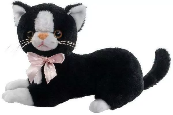 Czarny kot Flico z kokardą 34cm - tantis.pl